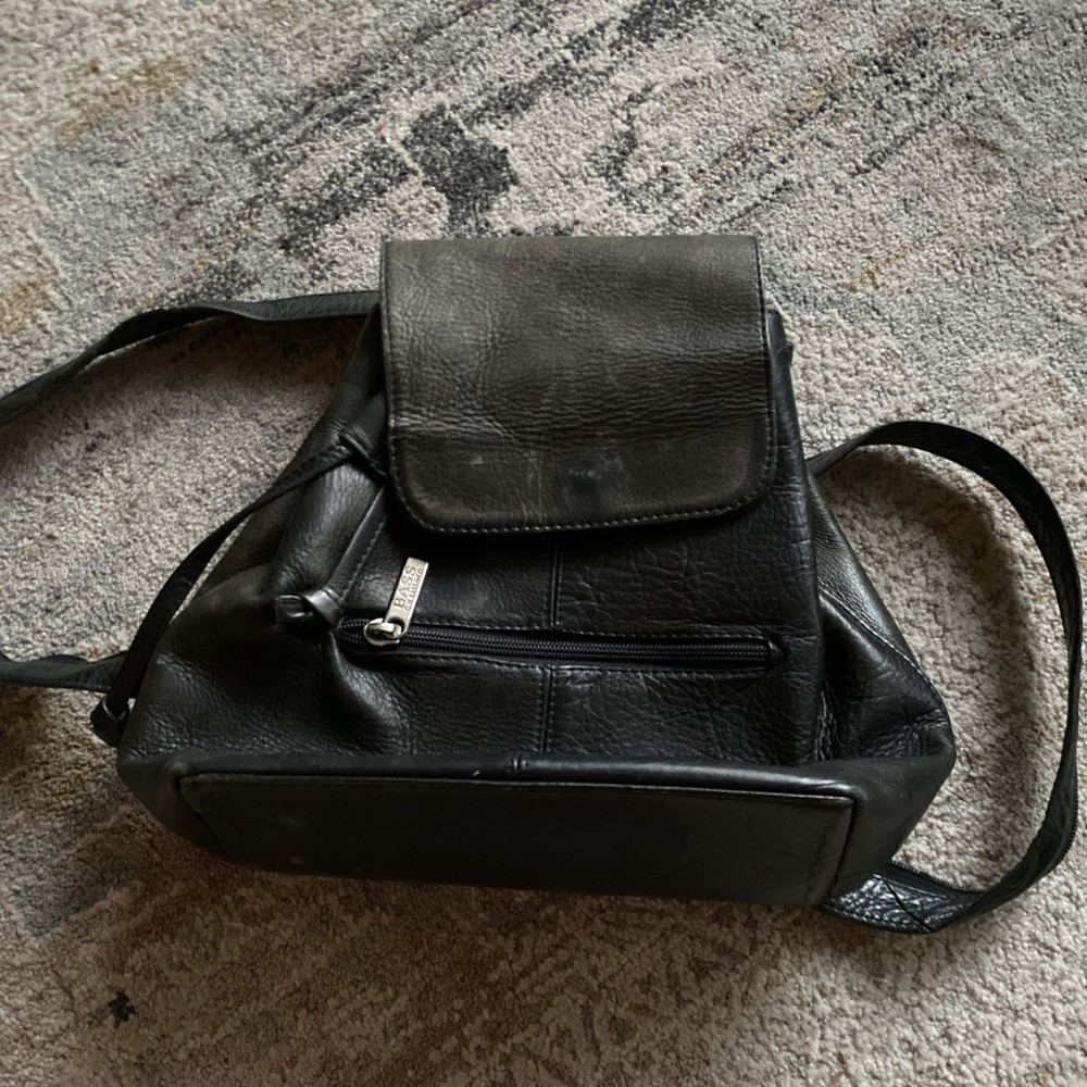 GH Bass And Co Leather Mini Backpack Suede Lined Vintage Leather CONVERTIBLE